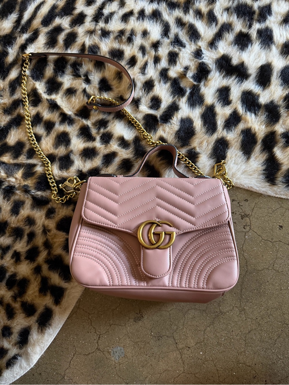 Gucci Pink Quilted GG Chain Shoulder Bag
